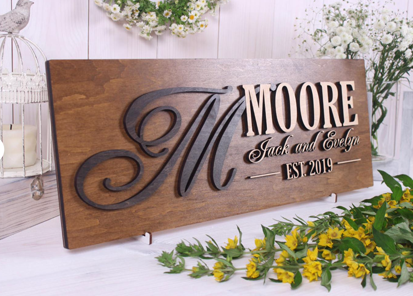 Custom wood sign Family name sign 3d sign Personalized wedding gift Last name sign Established sign Wooden monogram sign Wall hanging Signs